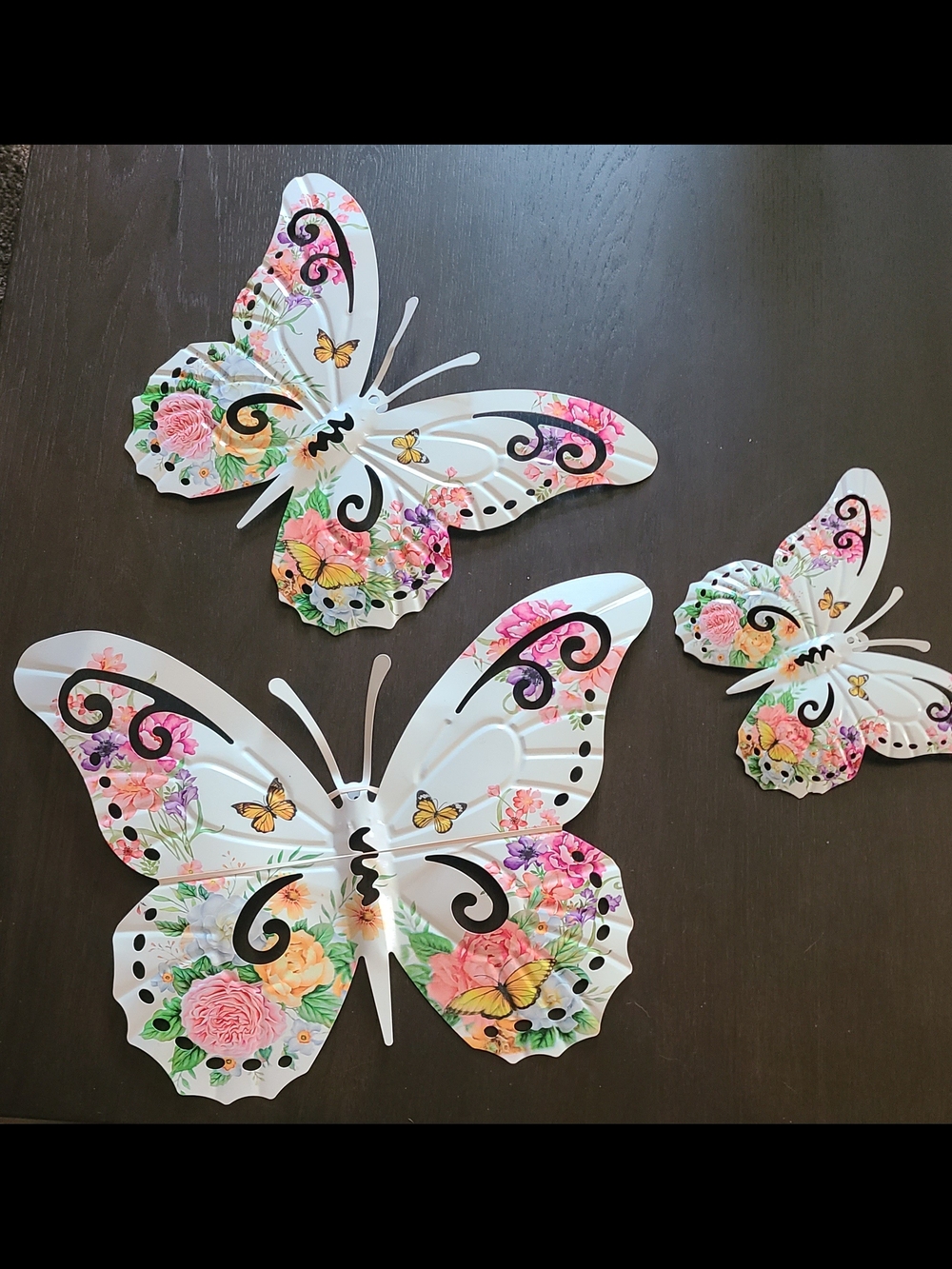 Floral Butterfly Wall Decor Set - White with Pink & Yellow Accents